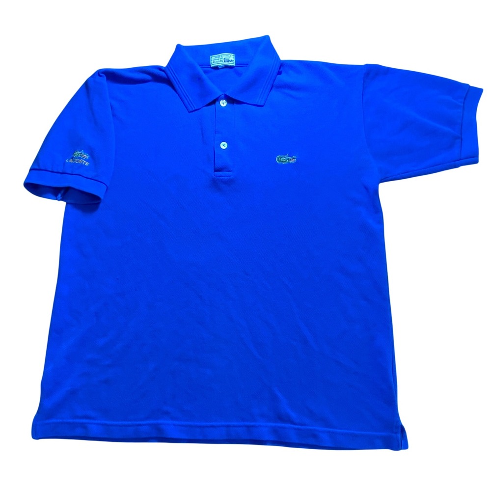 Vintage Chemise Lacoste Mens XL Blue Polo Shirt Made in France Crocodile Logo